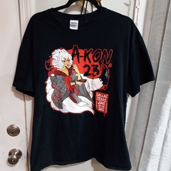 A-Kon Anime Convention 23rd Anniversary Dallas Texas Black T Shirt - Picture 1 of 5